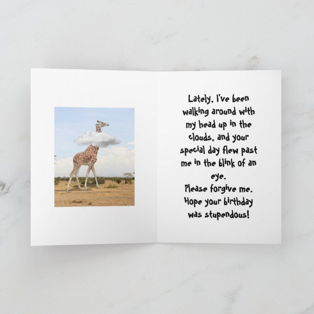 HEAD IN THE CLOUDS - BELATED BIRTHDAY CARD HELGKORT (Inuti)