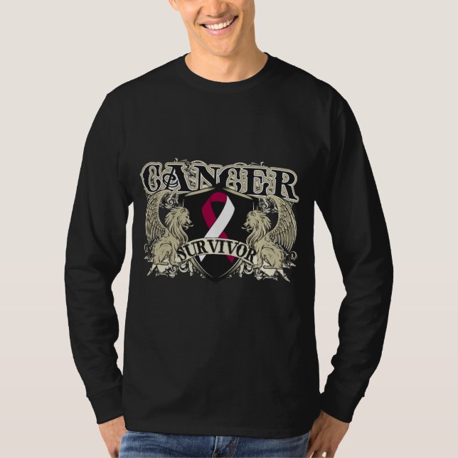 Head manar för nackecanceröverlevande heraldik t shirt (Framsida)