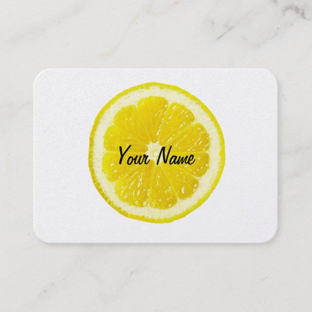 Head modern anpassadevisitkort för citron visitkort (Framsida)