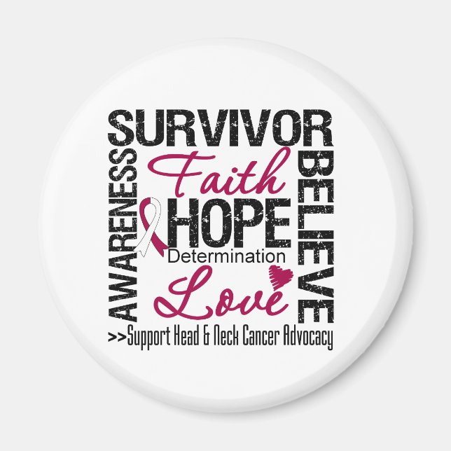 Head Nacke Cancer Survivors Motto Magnet (Framsidan)