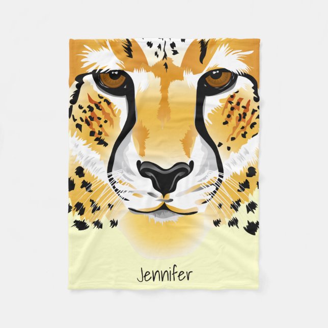 head närbildillustration för cheetah fleecefilt (Framsidan)