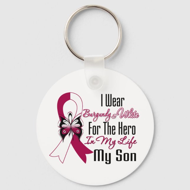 Head och Nacke Cancer Hero Min son Nyckelring (Framsida)