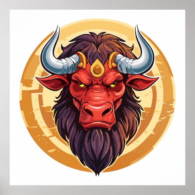 Head of a minotaur from greek mythology poster (Framsidan)