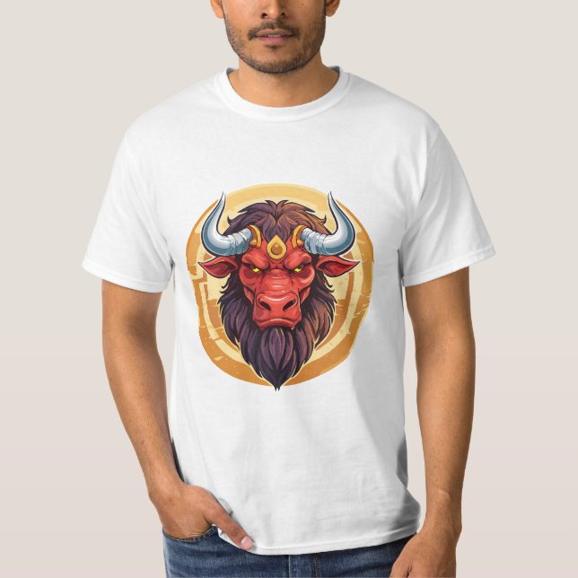 Head of a minotaur from greek mythology t shirt (Framsida)