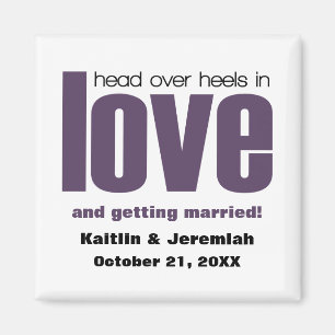 Head Over Heels Save the Date Magnet, Purple Magnet