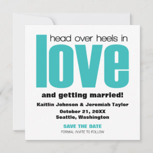Head Over Heels Spara datum-inbjudan, Aqua Inbjudningar