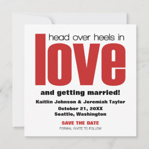 Head Over Heels Spara datum inbjudan, Röd Inbjudningar