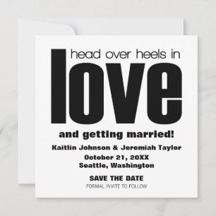 Head Over Heels Spara datum-inbjudan, Svart Inbjudningar