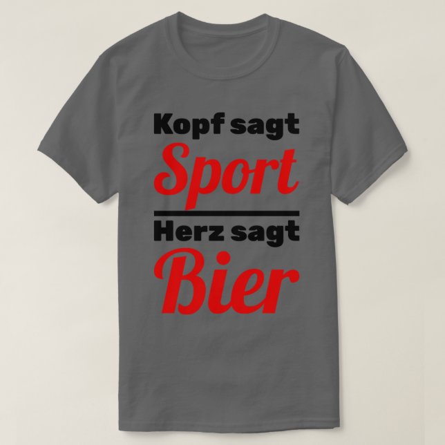 Head says sport heart says beer t shirt (Design framsida)