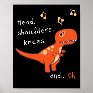 Head Shoulders Knees TRex Dinosaur Tecknad Humor Poster