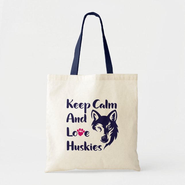 Head Siberian husky Vintage Tote Bag Tygkasse (Framsidan)