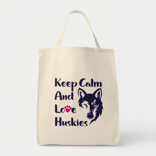 Head Siberian husky Vintage Tygkasse (Framsidan)