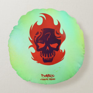 Head symbol för självmordSquad Diablo Rund Kudde