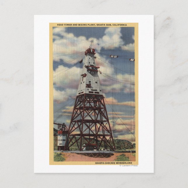 Head Torn, Mixing Plant, Shasta Dam Vykort (Framsida)
