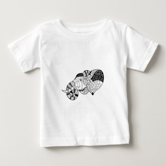Head Zenstyle för elefant klotter T-shirt (Framsida)