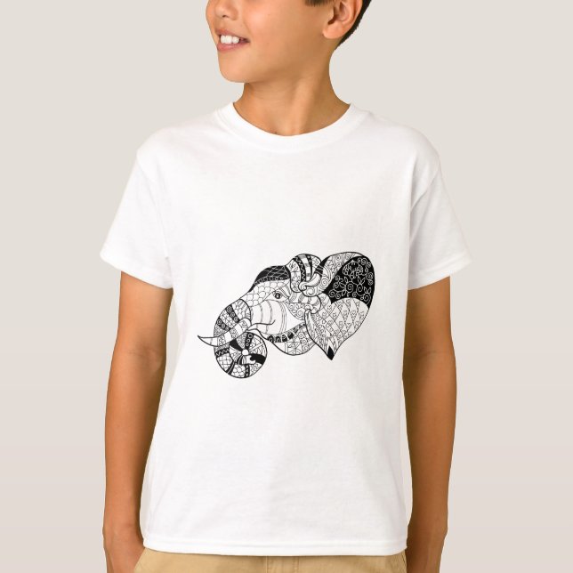 Head Zenstyle för elefant klotter T-shirt (Framsida)