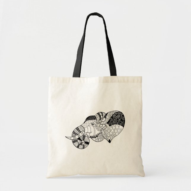 Head Zenstyle för elefant klotter Tygkasse (Framsidan)