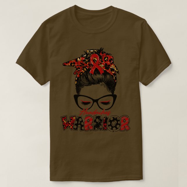 Headacher Awareness Warrior Women Glasse Messy Bun T Shirt (Design framsida)