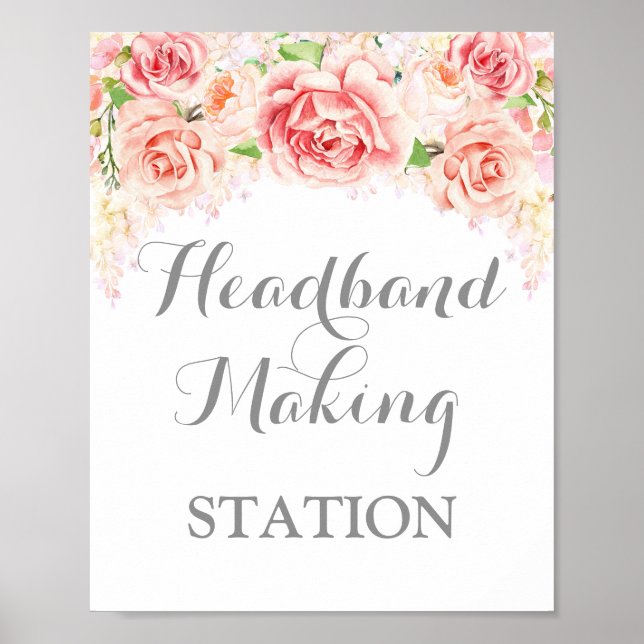 Headband Skapar Station Rosa Watercolor  Poster (Framsidan)