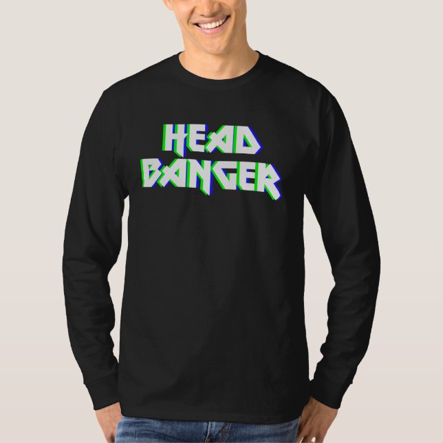 Headbanger Dubstep Heavy Metal Rocker Techno Rave  T Shirt (Framsida)