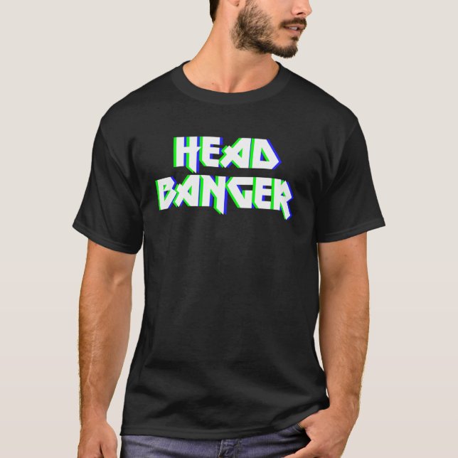 Headbanger Dubstep Heavy Metall Rocker Techno Rave T Shirt (Framsida)