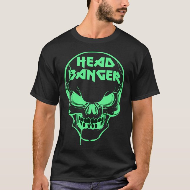 Headbanger Heavy Metal Rocker Dubstep Techno Rave  T Shirt (Framsida)