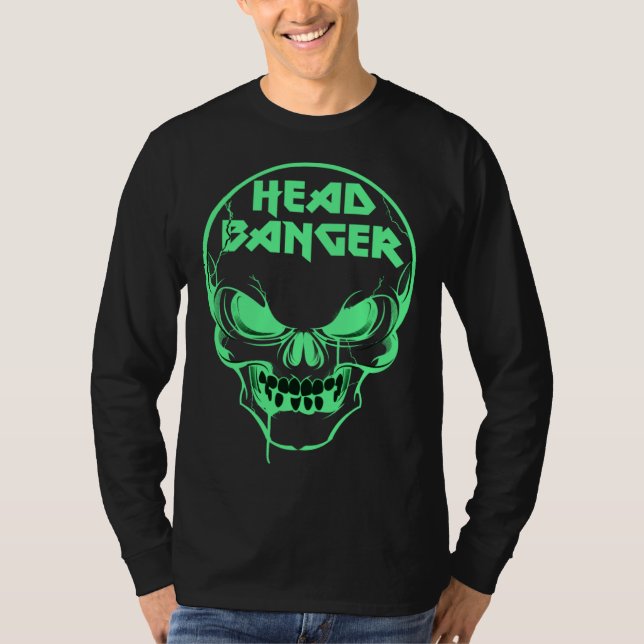 Headbanger Heavy Metal Rocker Dubstep Techno Rave  T Shirt (Framsida)