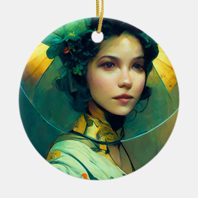 Headdress Fantasy Sci-Fi Julgransprydnad Keramik (Framsidan)