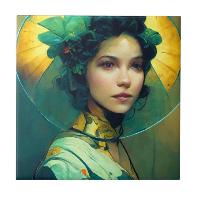 Headdress Fantasy Sci-Fi Kakelplatta (Framsidan)