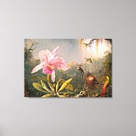 Heade - Cattleya Orchid och tre Hummingbird Canvastryck