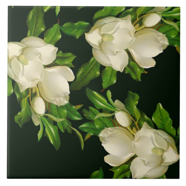 Heade Giant Magnolia Flower-Blommar, keramiskt pla Kakelplatta (Framsidan)