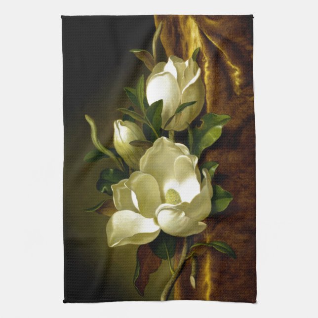 Heade Magnolia Flowers Guld Velvet Köksduk Kökshandduk (Vertikal)