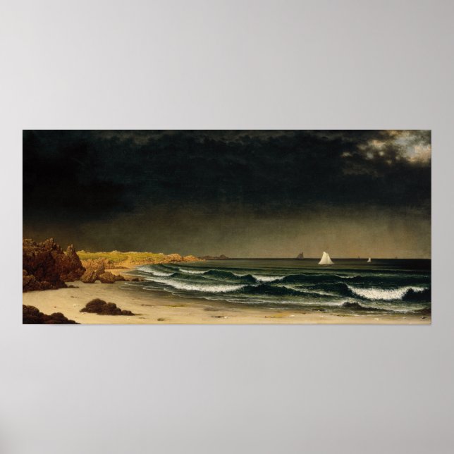 Heade - nära Storm, Beach Near Newport Poster (Framsidan)