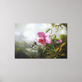 HEADE Orchid och Hummingbird nära berget Sjö Canvastryck