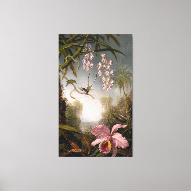 HEADE - Orchids and Spray Orchids with Humminbird Canvastryck (Framsida)