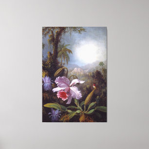 HEADE - Orchids, Passionsblommor och Hummingbird Canvastryck