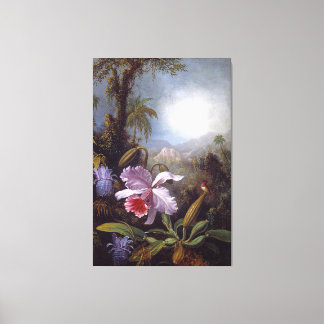 HEADE - Orchids, Passionsblommor och Hummingbird Canvastryck