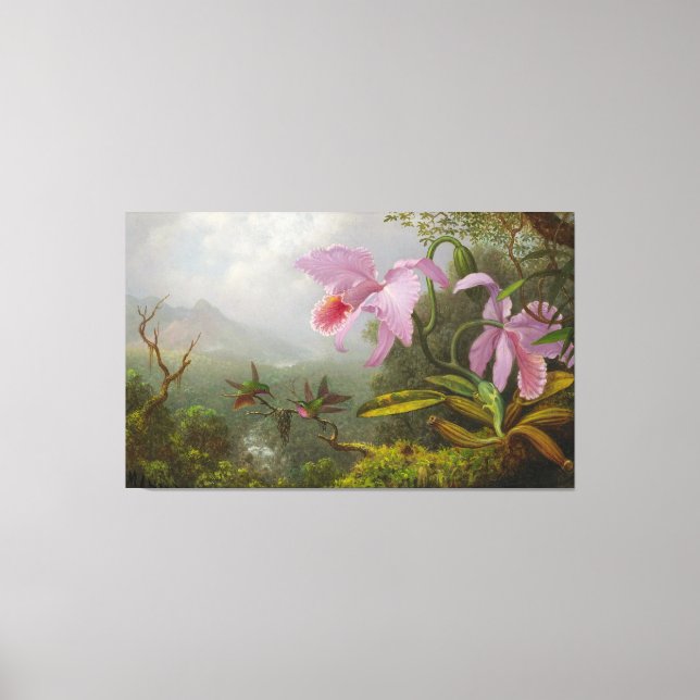 HEADE - Två Sol Angel Hummingbird på Gren - Canvastryck (Framsida)