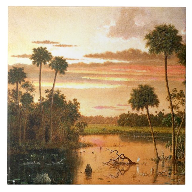 Heade - Underbara Florida Sunset, bra konsmålning Kakelplatta (Framsidan)