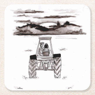 Heading in i lantgårdsolnedgångkustfartyget underlägg papper kvadrat