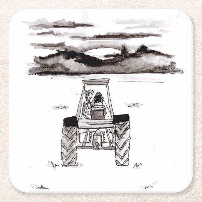 Heading in i lantgårdsolnedgångkustfartyget underlägg papper kvadrat (Framsidan)