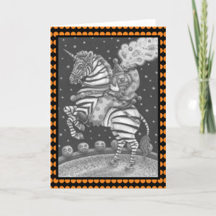 HEADLESS HORSEMAN CLOWN, ZEBRA GREETING CARD Blank Kort