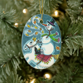 HEADLESS HORSEMAN SNÖGUBBE, JULAFTON HALLOWEEN HUM JULGRANSPRYDNAD KERAMIK