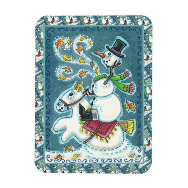 HEADLESS HORSEMAN SNÖGUBBE, JULAFTON HALLOWEEN HUM MAGNET (Vertikal)