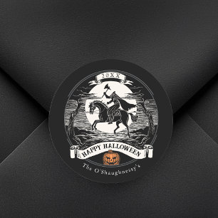 Headless Horseman Sömnig Hollow Halloween Runt Klistermärke