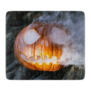 Headless Horsemans Jack-o-Lantern Head a Flame