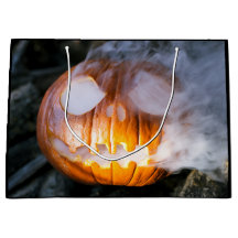 Headless Horsemans Jack-o-Lantern Head a Flame