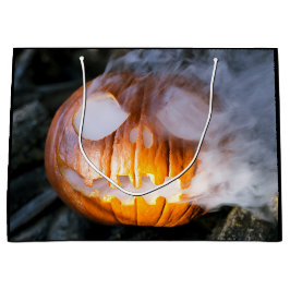 Headless Horsemans Jack-o-Lantern Head a Flame