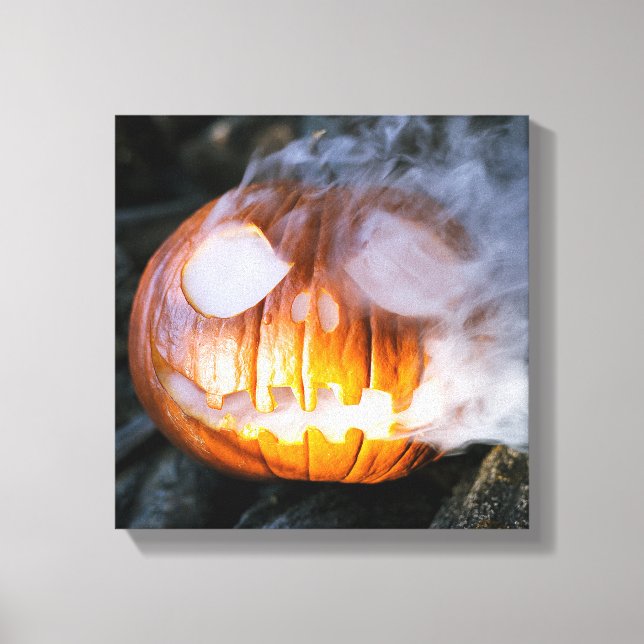 Headless Horsemans Jack-o-Lantern Head a Flame Canvastryck (Framsida)