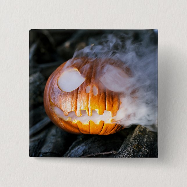 Headless Horsemans Jack-o-Lantern Head a Flame Knapp (Framsida)